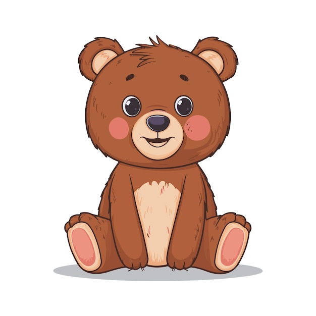 Vector a brown teddy bear with a big nose sits on a white background vector illustration