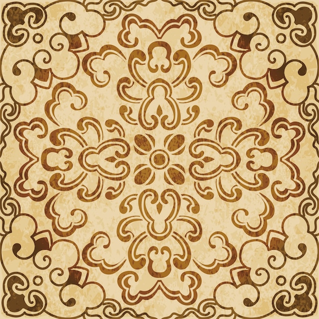 Brown watercolor texture, seamless pattern, curve round cross flower