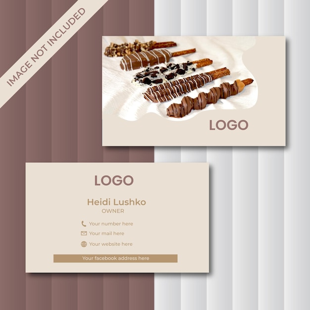 Vector a brown and white business card for new products