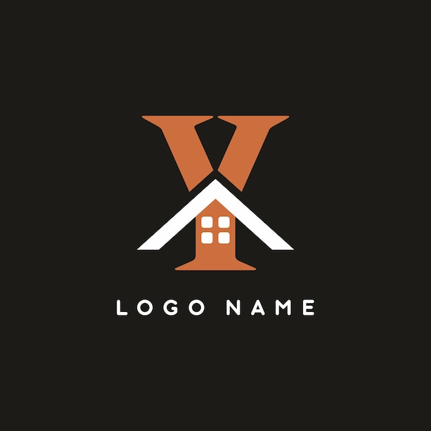 Brown white Y initial letter with house sign for real estate logo template