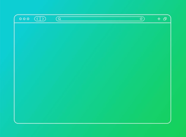 Browser mockup in line style on green background Browser page interface