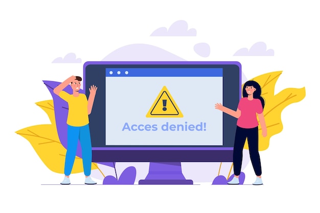 A browser window with login access denied a password entry concept Error and entry to computer device Vector illustration