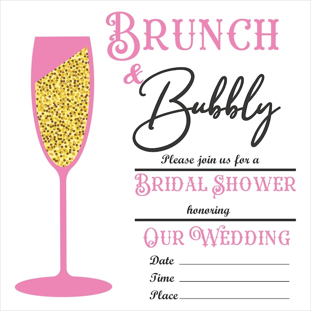 Vector brunch and bubbly invitation bridal shower icon vector illustration