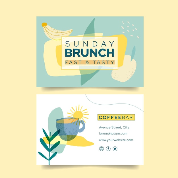 Brunch double-sided horizontal business card template