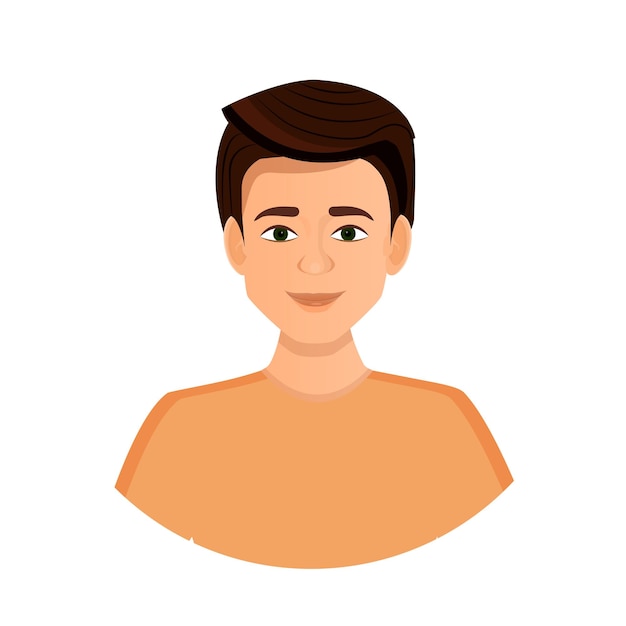 Brunette man avatar Portrait of a young guy Vector illustration of a face