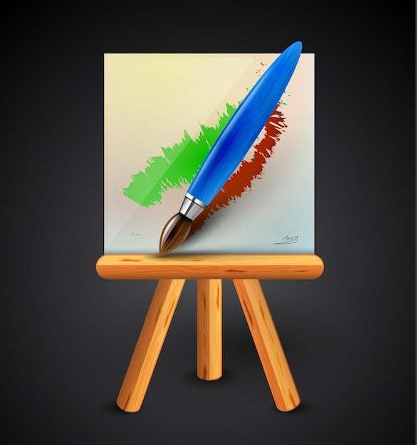 Brush drawing conceptual vector icon