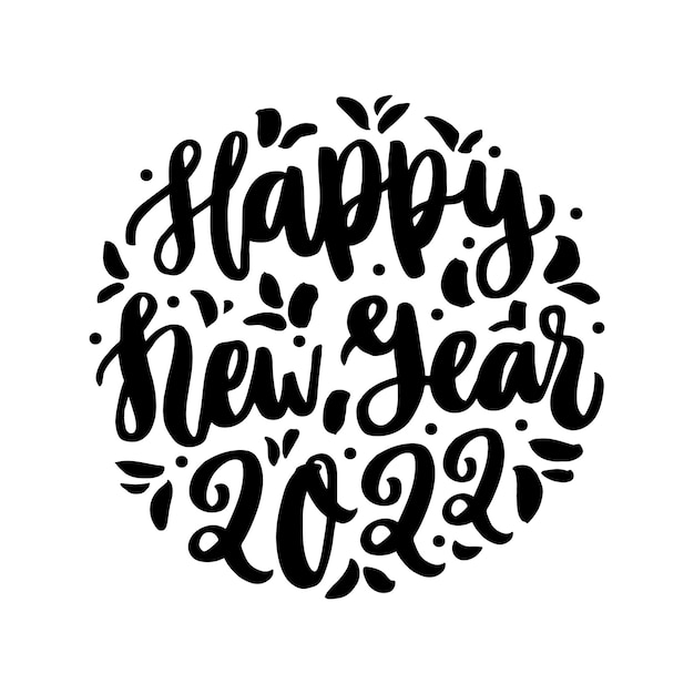 Brush lettering inscription Happy New Year 2022