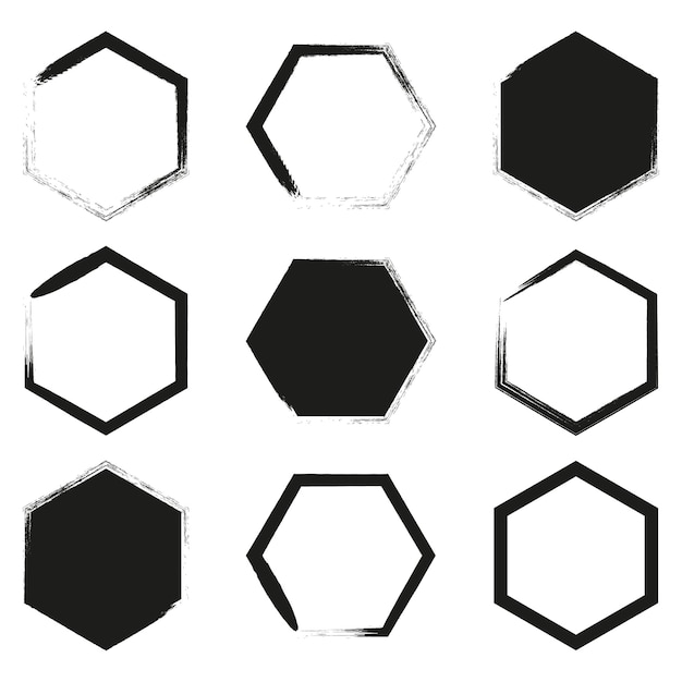 Vector brush paint ink hexagon shaped vector illustration eps 10 stock image