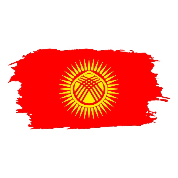 Brush painted national emblem of Kyrgyzstan country on white background