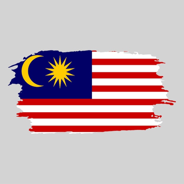 Brush painted national emblem of Malaysia country on white background