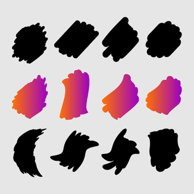 Vector brush shape frame collection abstract black and gradient