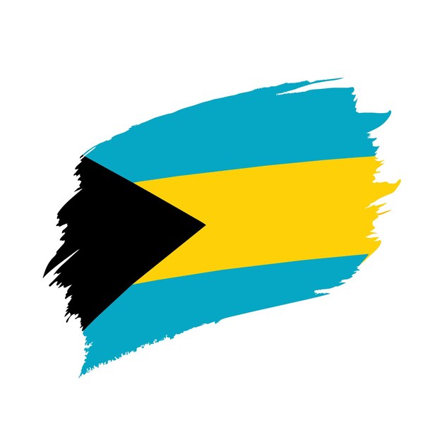 Vector a brush stroke drawing of a flag with a black arrow pointing to the left of bahamas flag