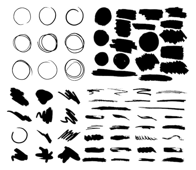 brush stroke elements for designs set