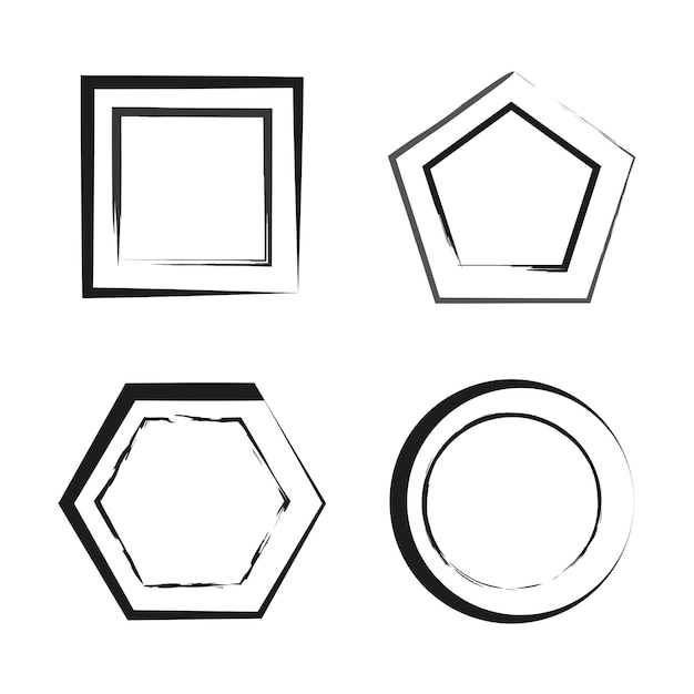 Vector brush stroke icons circle square pentagon and hexagon vector illustration eps 10 stock image