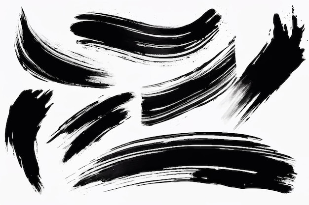 Brush Stroke texture on white background strong brush stroke graphic element Black Brush strokes