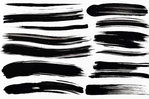 Brush Stroke texture on white background strong brush stroke graphic element Black Brush strokes