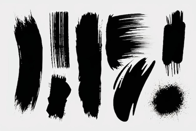 Brush strokes set Black Brush strokes isolated on white background Brush strokes grunge background