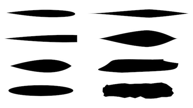 brush strokes set with different shape isolated on white background for creative graphic design