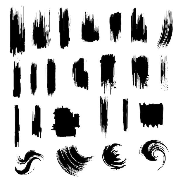 Vector brush strokes texture black grunge brush stroke template ink brush stroke collection