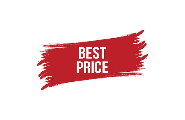 Brush style best price red banner design on white background