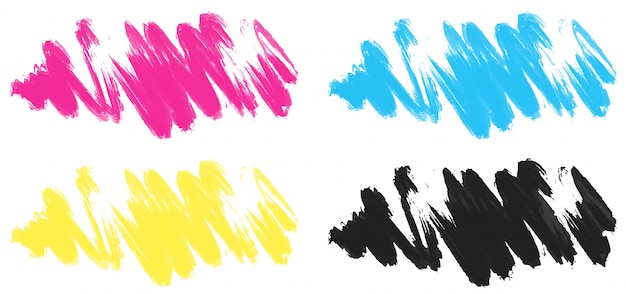 Brushstrokes in four colors