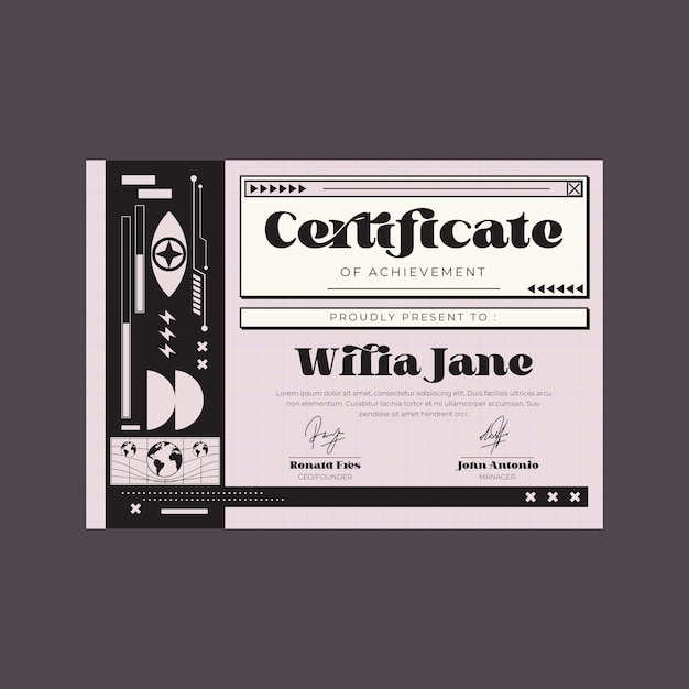 Brutalism Certificate Achievement Design Template