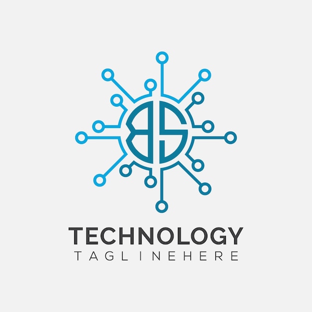 Vector bs initial monogram for technology logo with circle style design