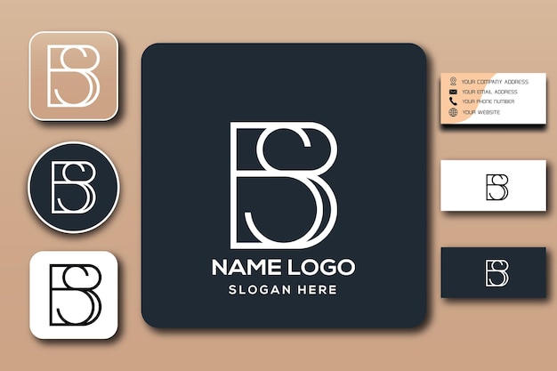 BS monogram logo template color editable