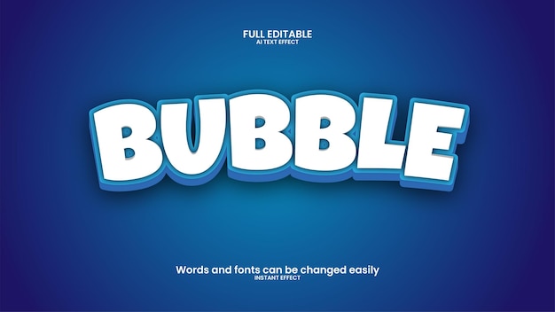 bubble 3d text effect blue background