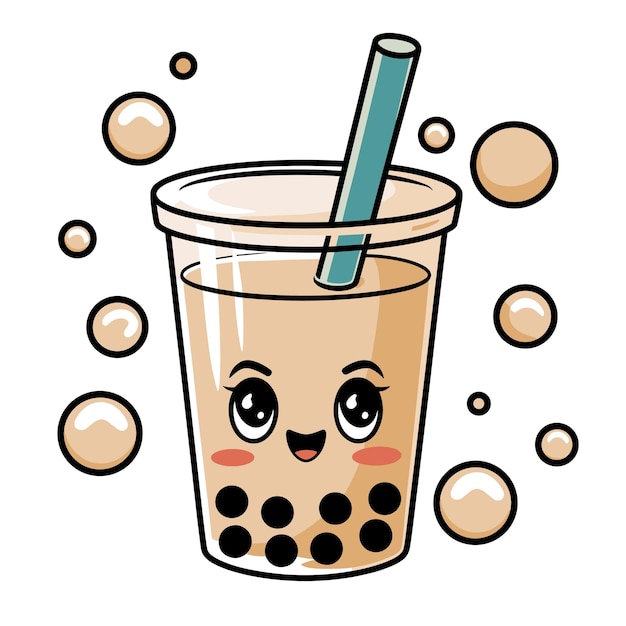 bubble boba tea vector sticker