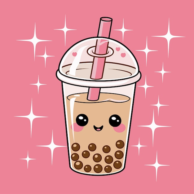 bubble boba tea vector sticker