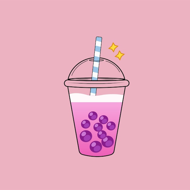 Bubble drink Cold strawberry with milk delicious beverage drink