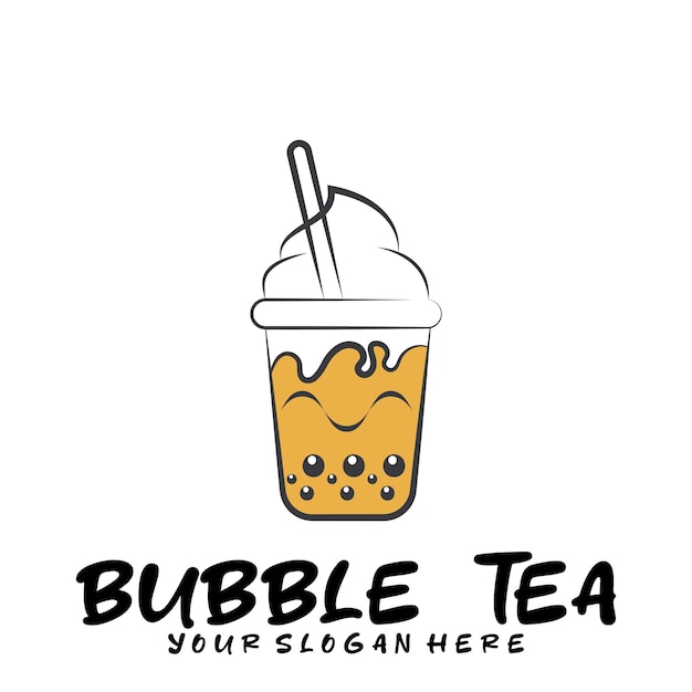 Bubble drink tea logo icon graphic template