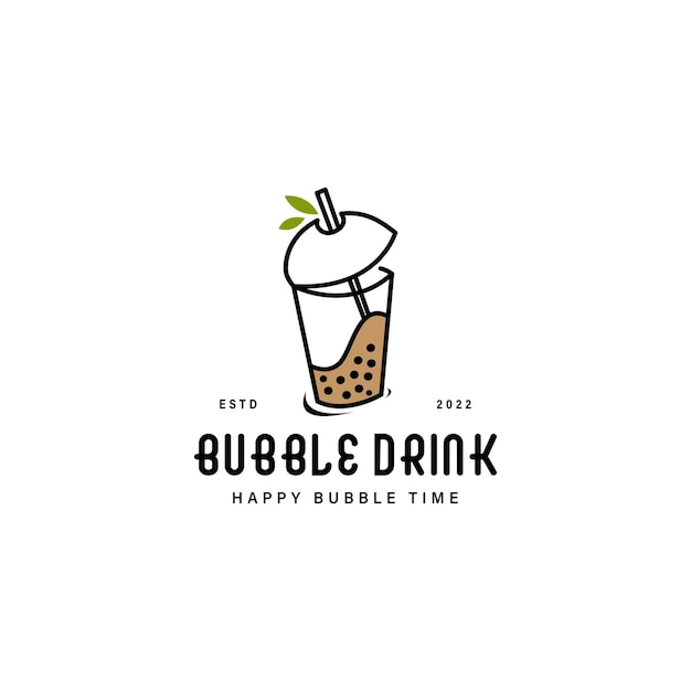 Bubble drink vintage logo design