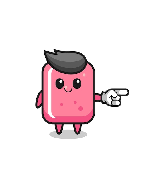 Bubble gum mascot with pointing right gesture cute design