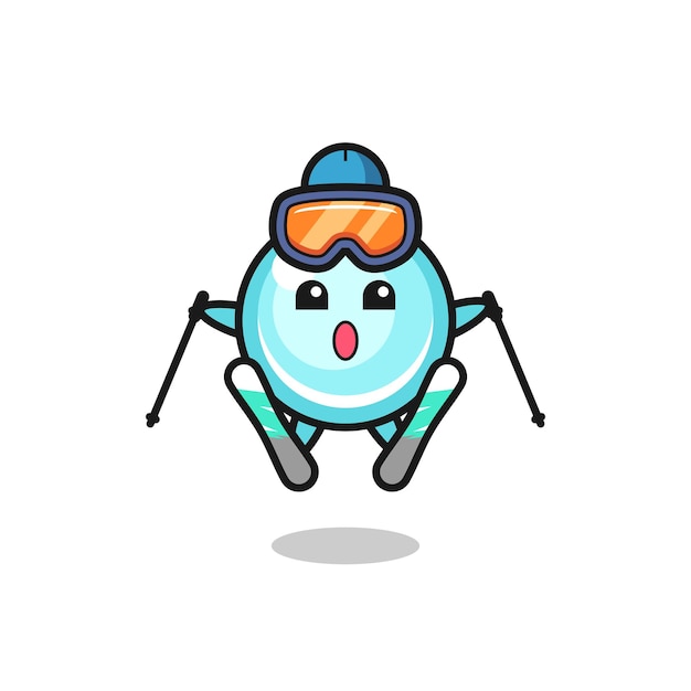 Bubble mascot character as a ski player , cute style design for t shirt, sticker, logo element