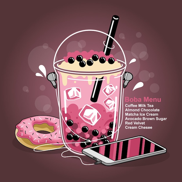 bubble milk tea illustration