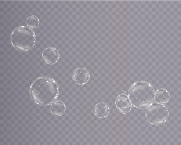 Bubble PNG. Set of realistic soap bubbles. Bubbles are located on a transparent background. Vector f