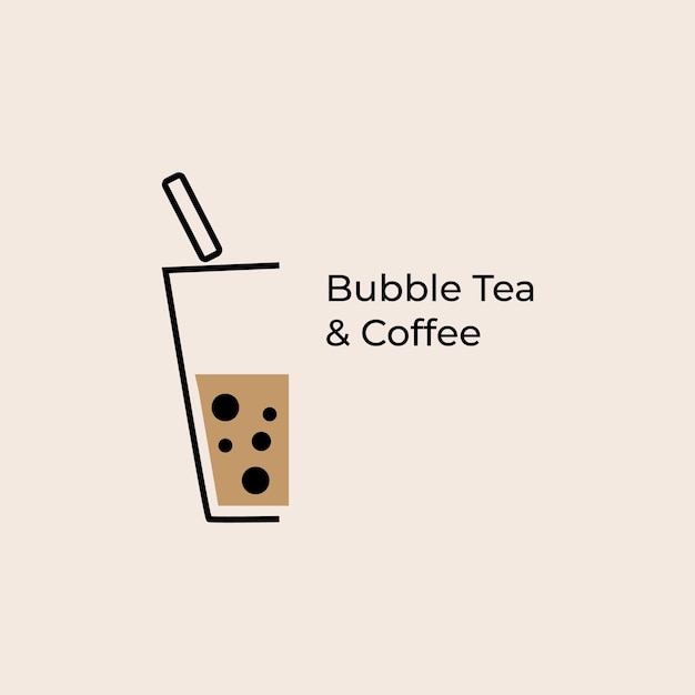 Bubble tea and coffee vintage logo vector icon illustration