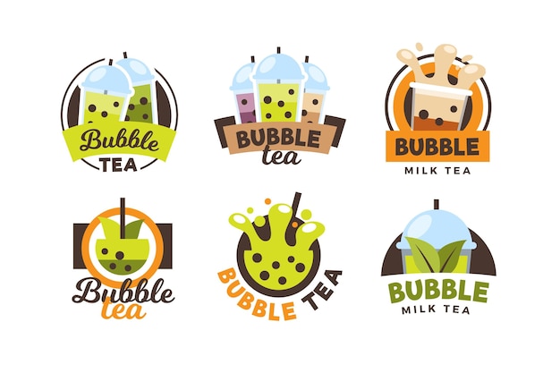 Bubble tea logo collection