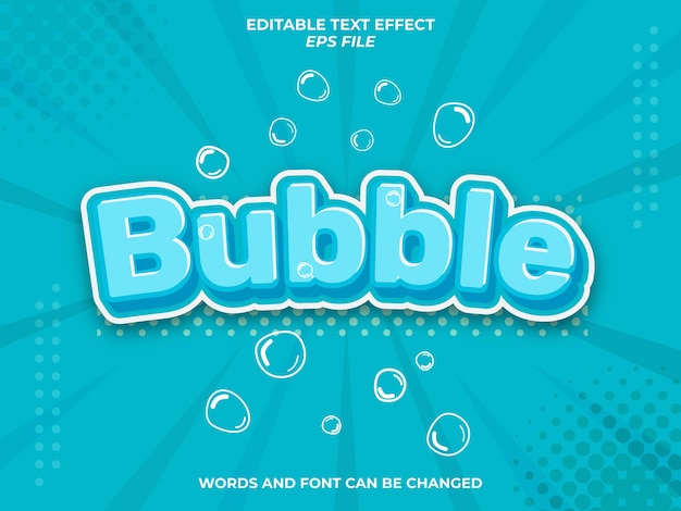 bubble text effect, font editable, typography, 3d text. vector template