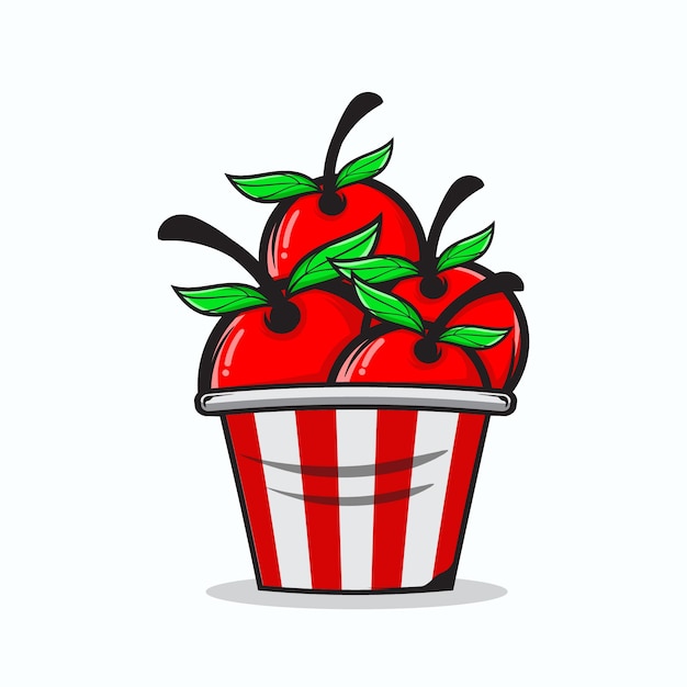 A BUCKET OF CHERRY FRUIT  ILLUSTRATION