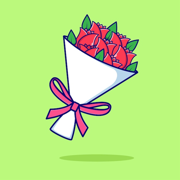 Bucket Flowers for valentine vector, illustration, icon flat