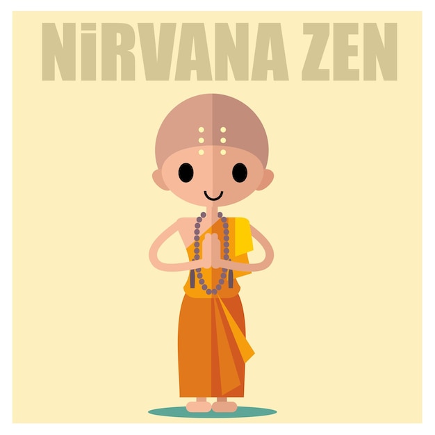 buddah monk flat illustration