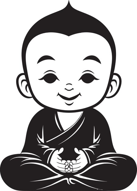 Vector buddha babe vector zen kid chibi enlightenment black silhouette emblem