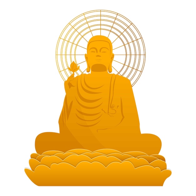 Buddha gold statue icon Cartoon of Buddha gold statue vector icon for web design isolated on white background