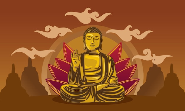 Buddha image premium vector illustration design with Buddha Purnima theme