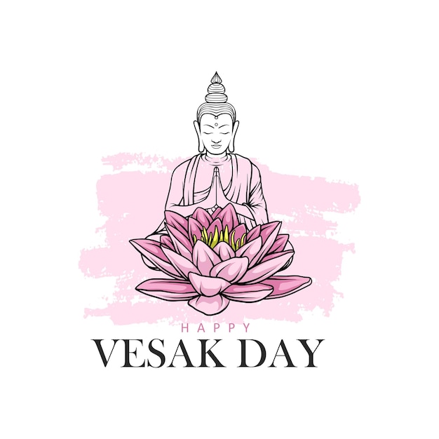 Buddha and lotus design for buddha purnima vesak day