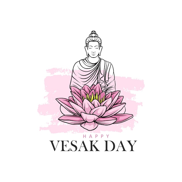 Buddha and lotus design for buddha purnima vesak day