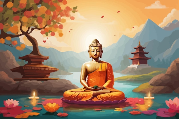 Buddha Purnima illustration holiday cartoon